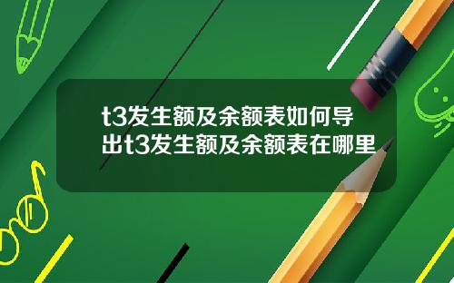 t3发生额及余额表如何导出t3发生额及余额表在哪里