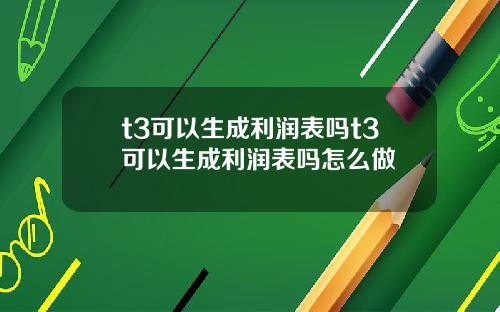 t3可以生成利润表吗t3可以生成利润表吗怎么做