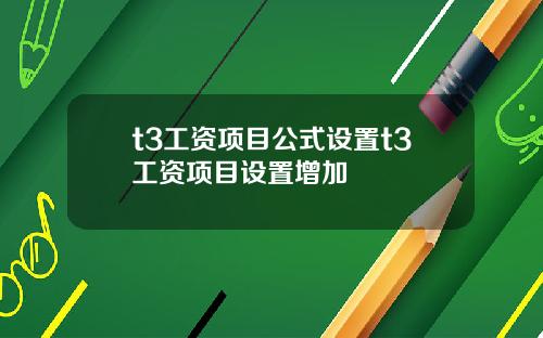 t3工资项目公式设置t3工资项目设置增加