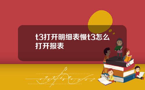 t3打开明细表慢t3怎么打开报表