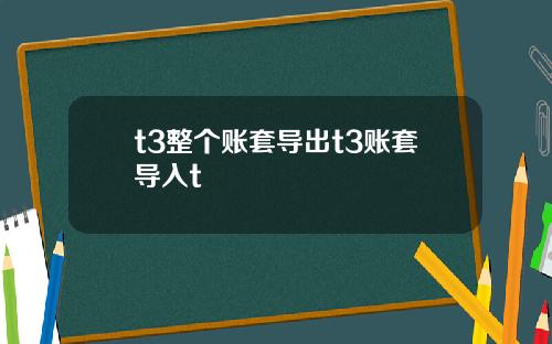 t3整个账套导出t3账套导入t