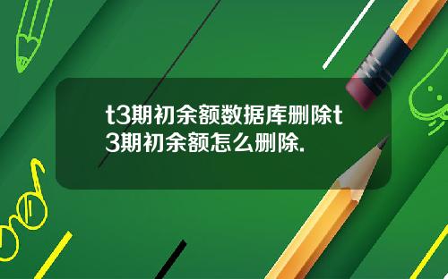 t3期初余额数据库删除t3期初余额怎么删除.