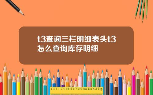 t3查询三栏明细表头t3怎么查询库存明细