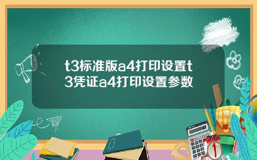 t3标准版a4打印设置t3凭证a4打印设置参数