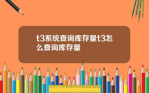 t3系统查询库存量t3怎么查询库存量