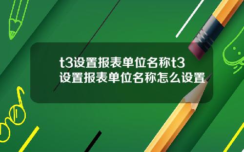 t3设置报表单位名称t3设置报表单位名称怎么设置