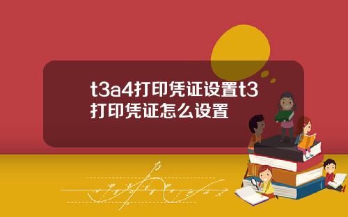 t3a4打印凭证设置t3打印凭证怎么设置