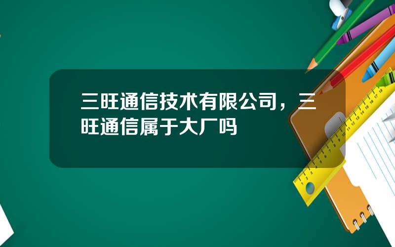 三旺通信技术有限公司，三旺通信属于大厂吗