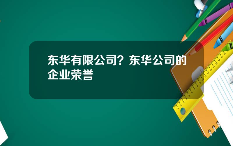 东华有限公司？东华公司的企业荣誉