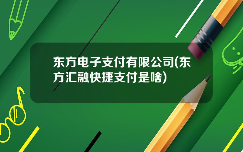 东方电子支付有限公司(东方汇融快捷支付是啥)