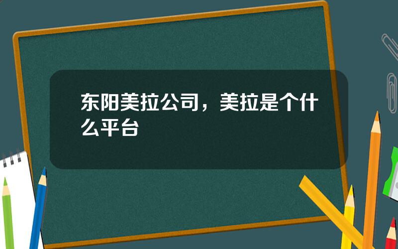 东阳美拉公司，美拉是个什么平台