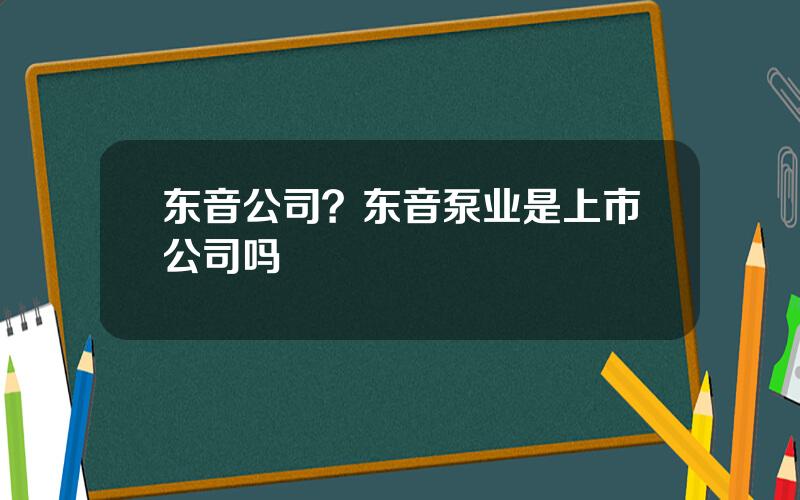 东音公司？东音泵业是上市公司吗