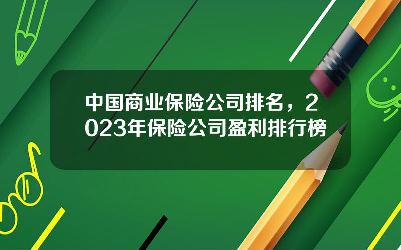 中国商业保险公司排名，2023年保险公司盈利排行榜