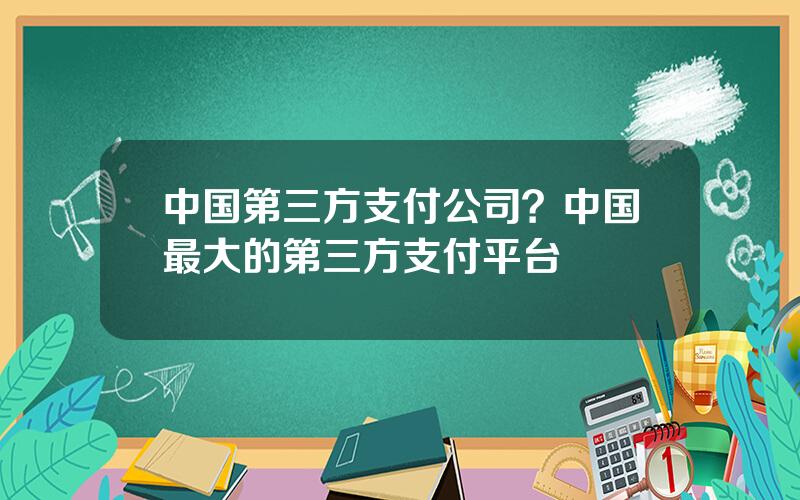 中国第三方支付公司？中国最大的第三方支付平台