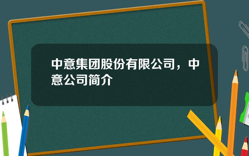 中意集团股份有限公司，中意公司简介