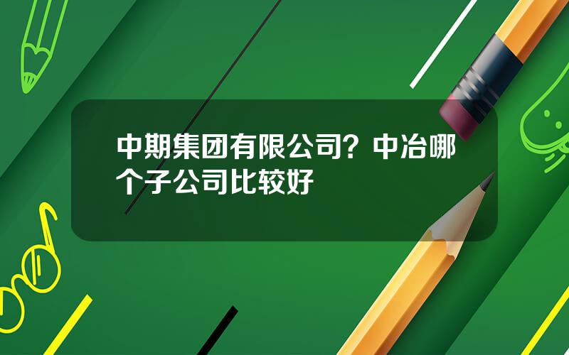 中期集团有限公司？中冶哪个子公司比较好