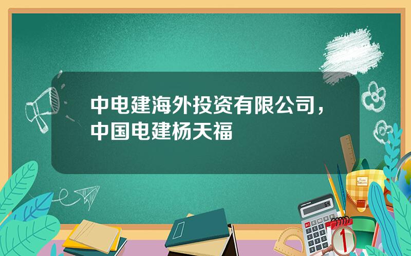 中电建海外投资有限公司，中国电建杨天福