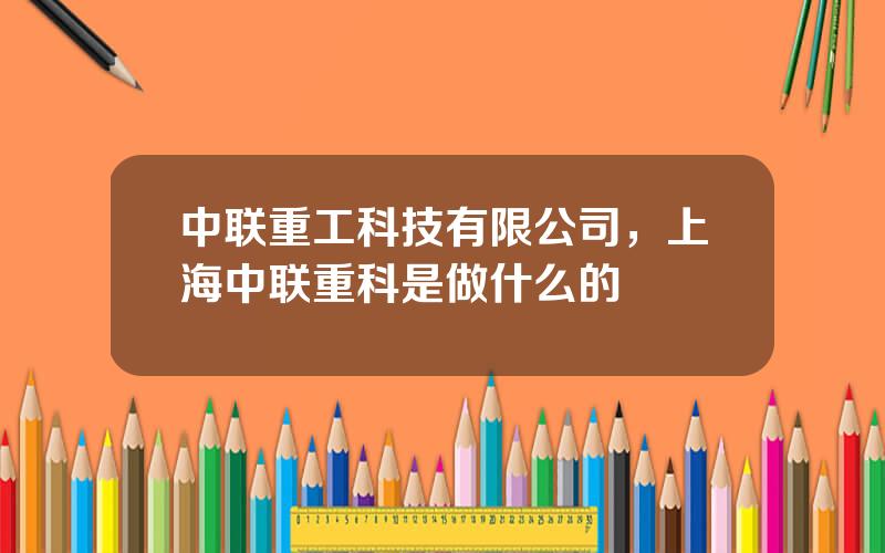 中联重工科技有限公司，上海中联重科是做什么的