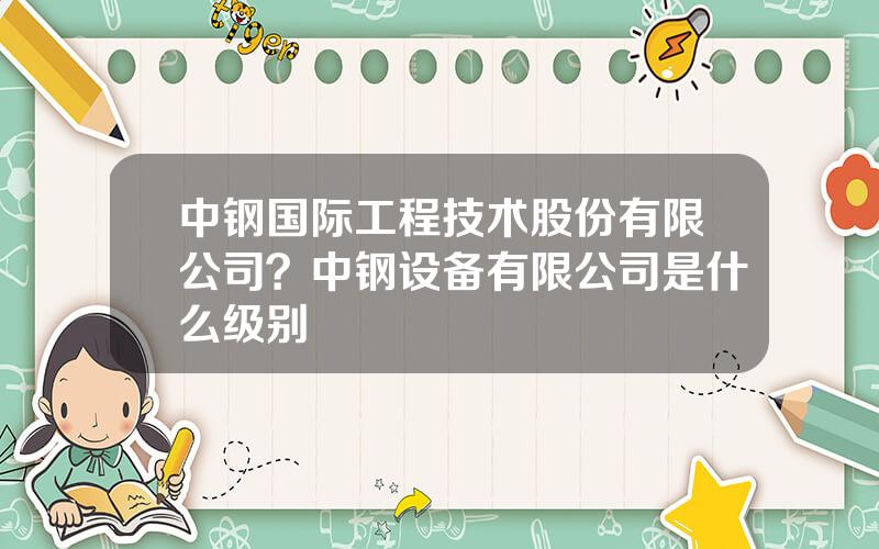 中钢国际工程技术股份有限公司？中钢设备有限公司是什么级别