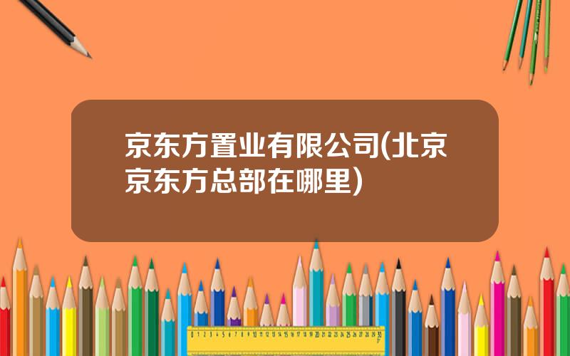 京东方置业有限公司(北京京东方总部在哪里)