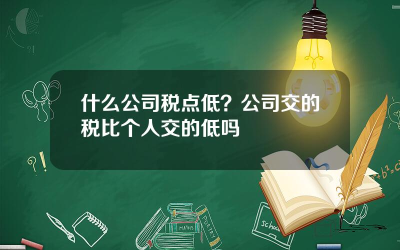 什么公司税点低？公司交的税比个人交的低吗