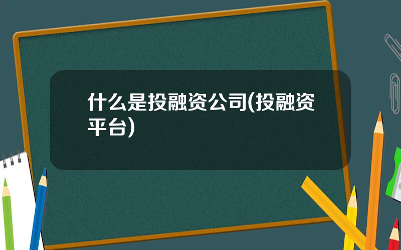 什么是投融资公司(投融资平台)