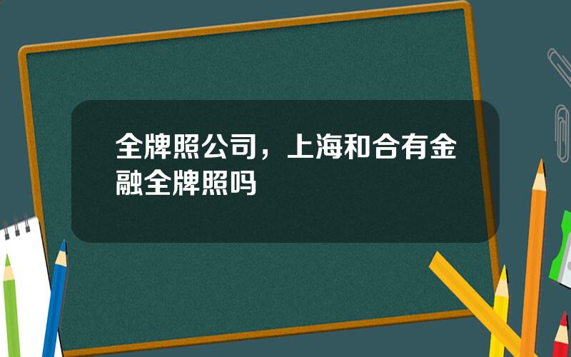 全牌照公司，上海和合有金融全牌照吗