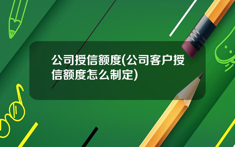 公司授信额度(公司客户授信额度怎么制定)