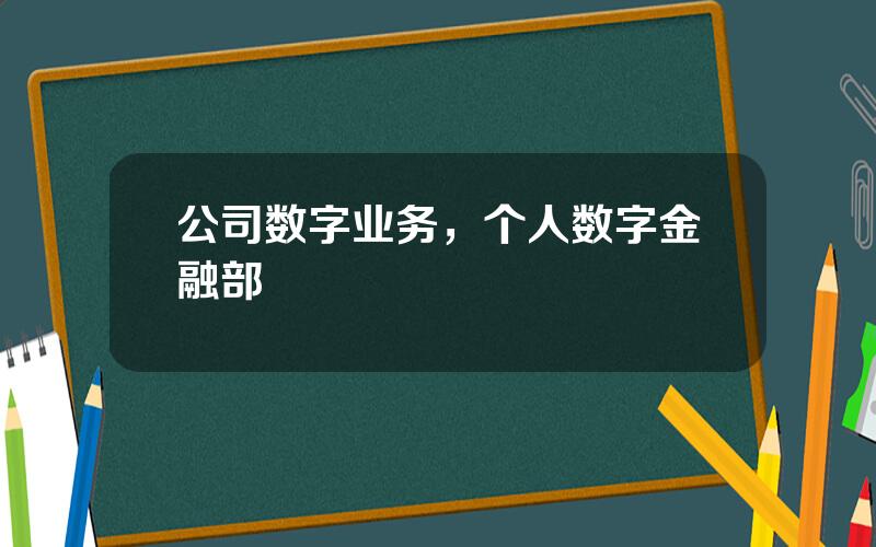 公司数字业务，个人数字金融部