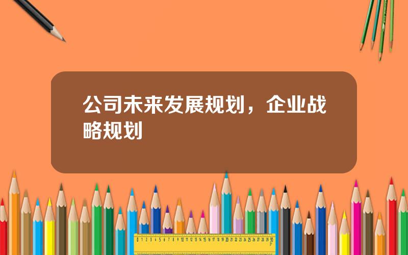 公司未来发展规划，企业战略规划