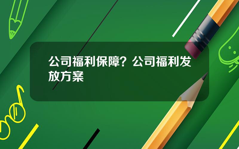 公司福利保障？公司福利发放方案