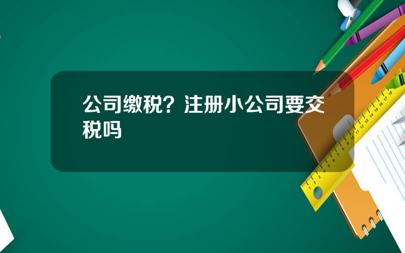 公司缴税？注册小公司要交税吗