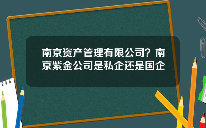 南京资产管理有限公司？南京紫金公司是私企还是国企