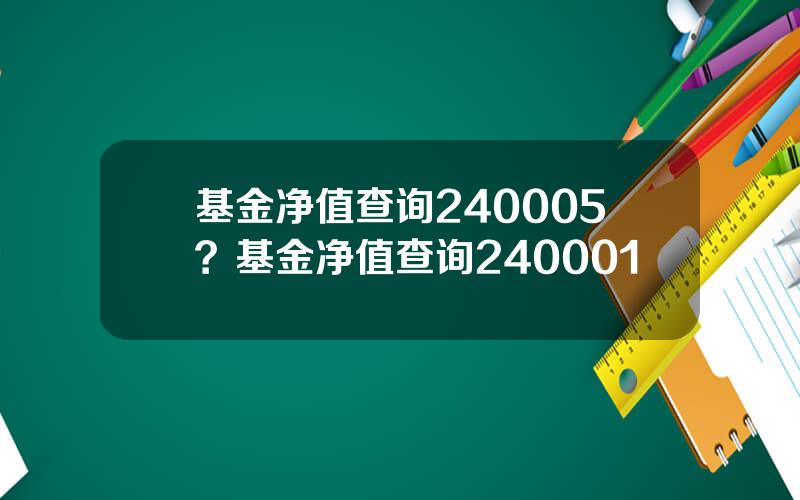 基金净值查询240005？基金净值查询240001