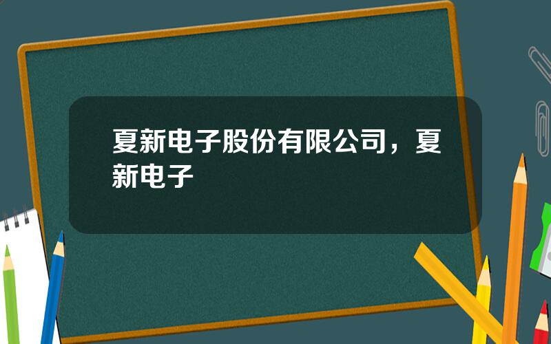 夏新电子股份有限公司，夏新电子