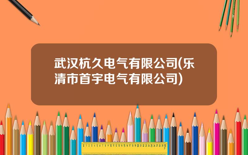 武汉杭久电气有限公司(乐清市首宇电气有限公司)