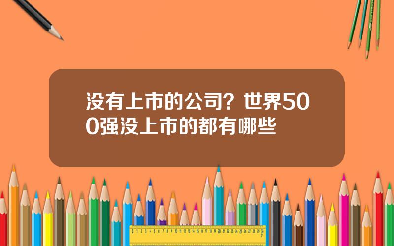 没有上市的公司？世界500强没上市的都有哪些