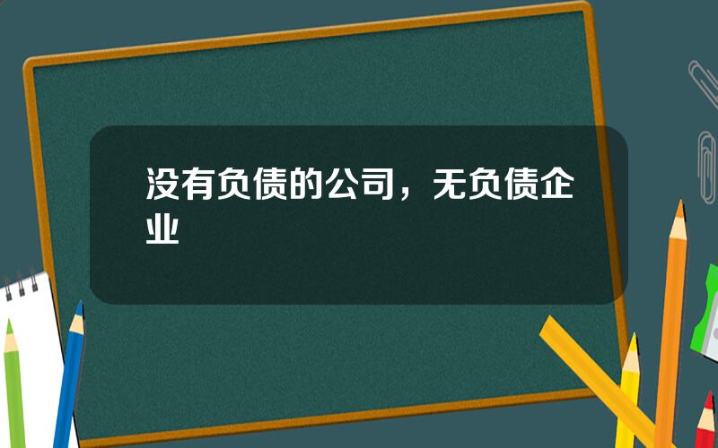 没有负债的公司，无负债企业