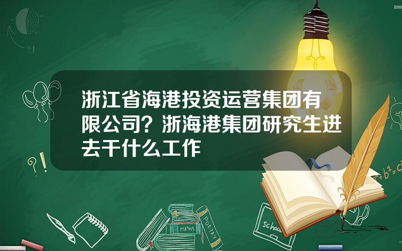 浙江省海港投资运营集团有限公司？浙海港集团研究生进去干什么工作