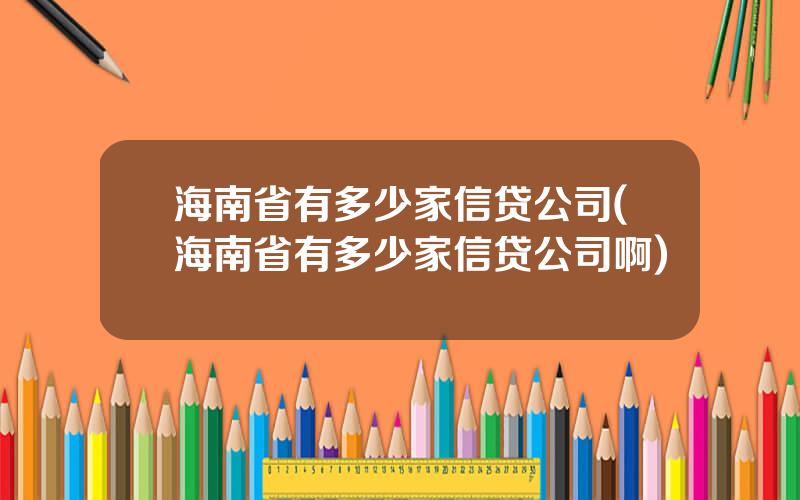 海南省有多少家信贷公司(海南省有多少家信贷公司啊)